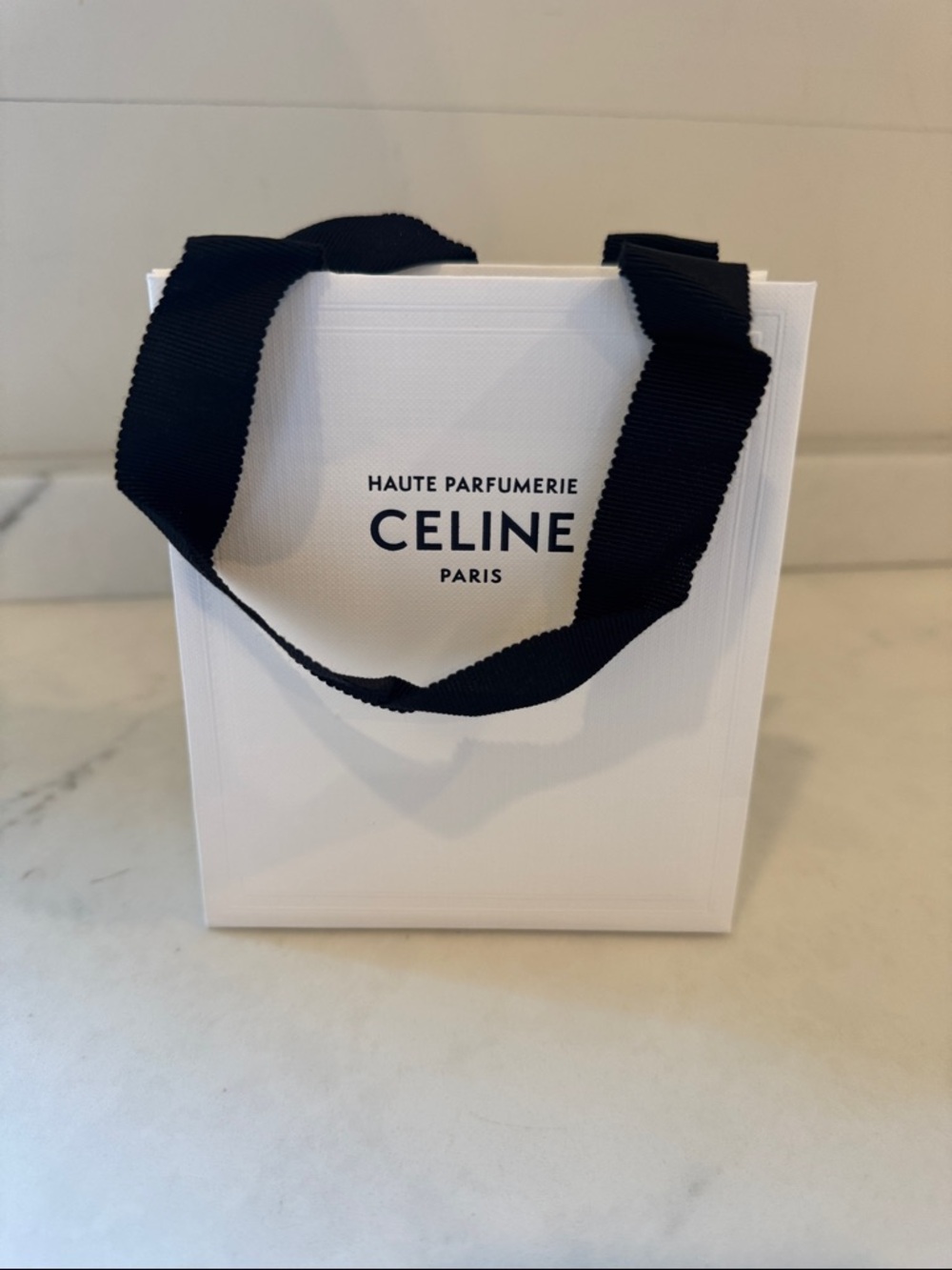 CELINE Paris White Gift Bag with Black Ribbon 5x5x2.5